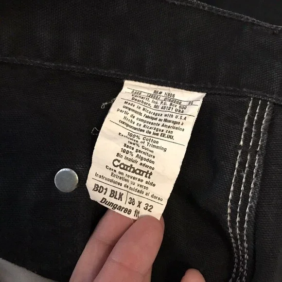 Vintage Carhartt B01 BLK 38x32 Double Knee Pants